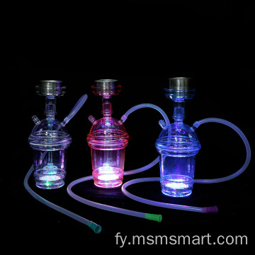 Oanpaste nijste ûntwerp led shisha pocket plastic mini hookah